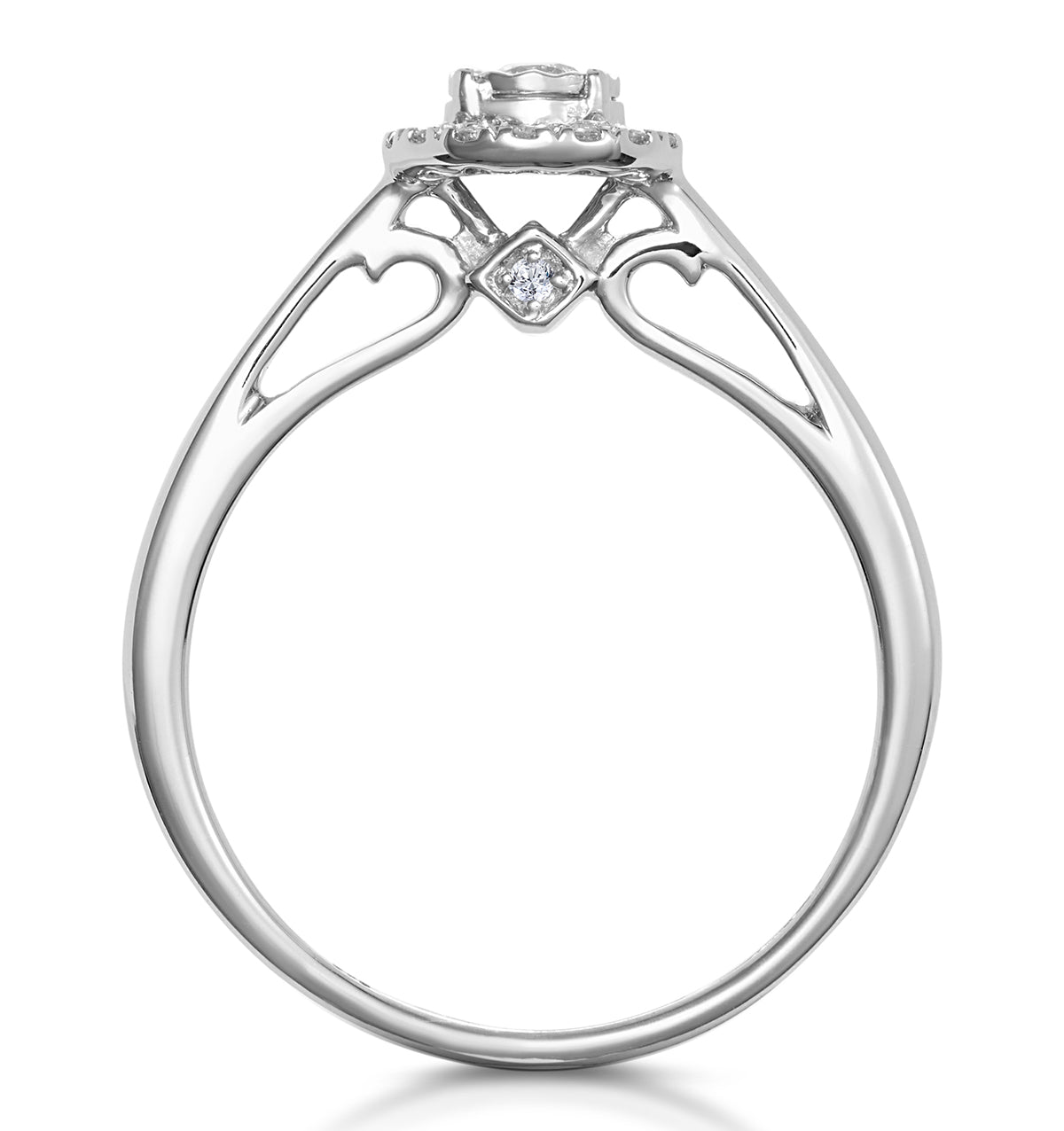 Masami Lab Diamond Engagement Ring 0.20ct Pave Set Halo in 925 Sterling Silver
